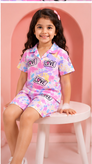 Girls Printed Pajama Set
