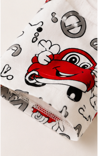 Cartoon Car Print Kids Co-Ord Set – Cotton T-Shirt & Shorts Summer Outfit for Boys