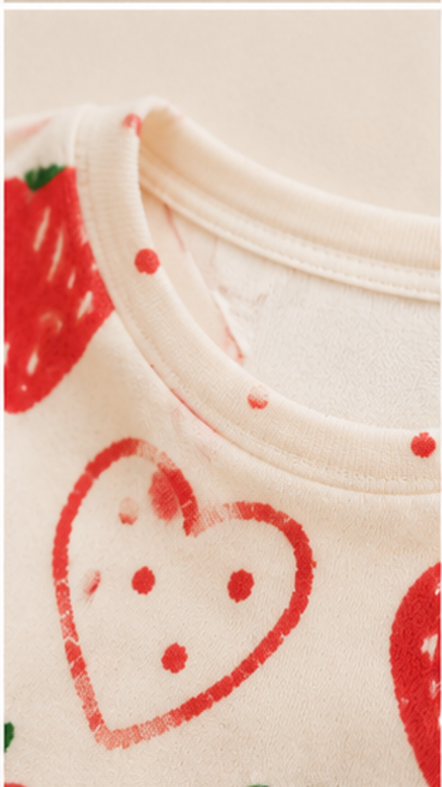 Strawberry Heart Print Kids Co-Ord Set – Cute Cotton T-Shirt & Shorts for Girls