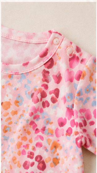 Abstract Animal Print Kids Co-Ord Set – Multicolor Leopard Style T-Shirt & Shorts for Girls