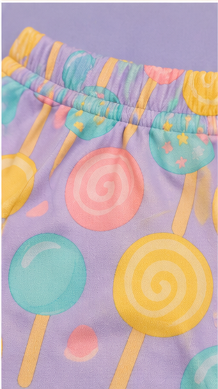 Candy Pop Kids Co-Ord Set – Lollipop Print Cotton T-Shirt & Shorts Set