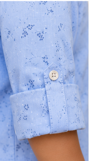 Boys Sky Blue Micro Print Cotton Short Kurta Shirt – Elegant Casual Kidswear