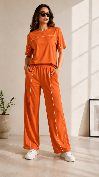 Women’s Rust Orange Co-ord Set | Premium Relaxed Fit Lounge Wear