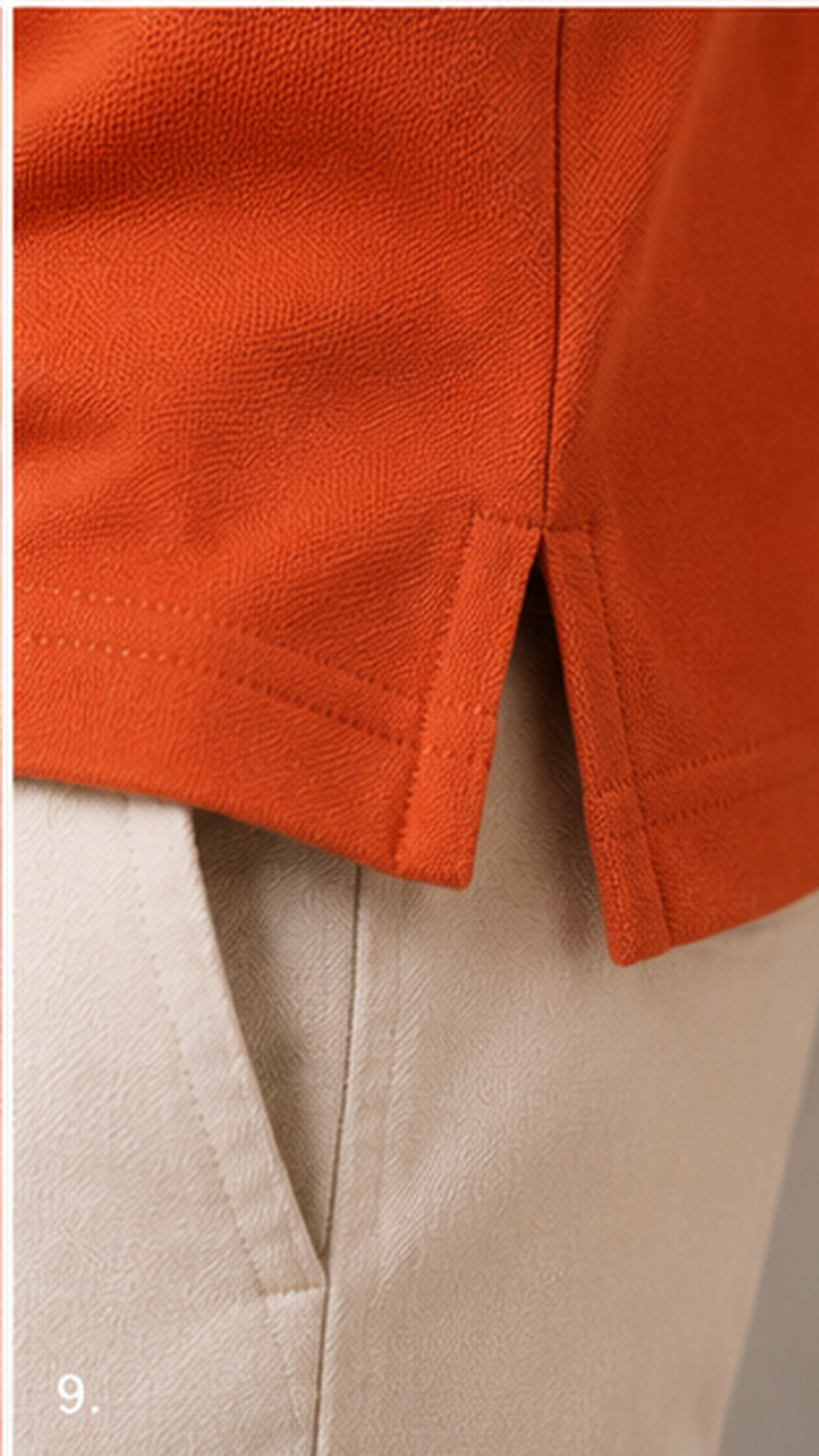 Men’s Premium Rust Orange Polo T-Shirt with White Contrast Collar & Sleeve Stripes
