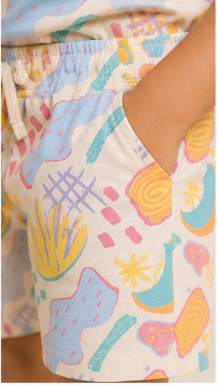 Pastel Abstract Print Kids Co-Ord Set | Soft Cotton Summer Outfit for Boys & Girls