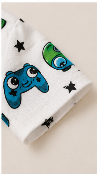 Kids Gaming Print Co-ord Set | Cartoon Game Controller T-Shirt & Shorts Summer Outfit for Boys