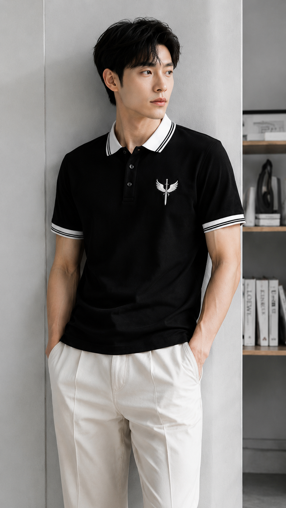 Horcun Men's Black Signature Polo T-Shirt | Premium Contrast Collar Polo