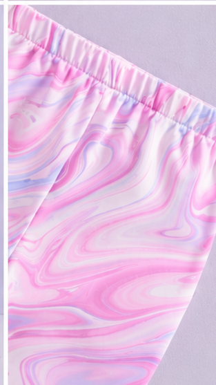 Girls Pink Marble Tie Dye Co-Ord Set | Kids Crop Top & Bell Bottom Pants | Stylish Summer Outfit for Girls