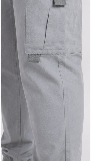 Light Grey Cargo Joggers for Men – Slim Fit Multi-Pocket Casual Streetwear Pants